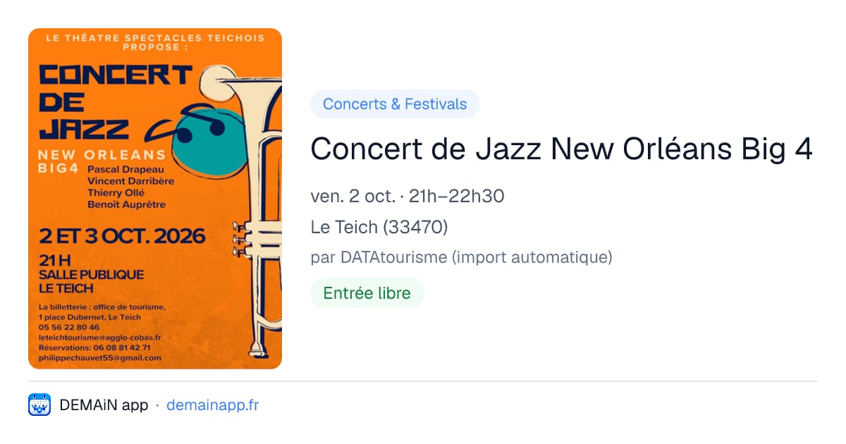 Concert de Jazz New Orléans Big 4 — Le Teich