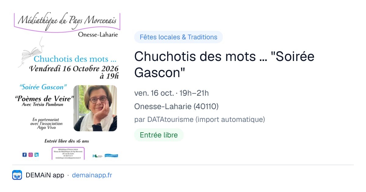 Chuchotis des mots ... "Soirée Gascon" — Onesse-Laharie