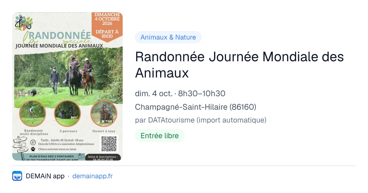 Randonnée Journée Mondiale des Animaux — Champagné-Saint-Hilaire
