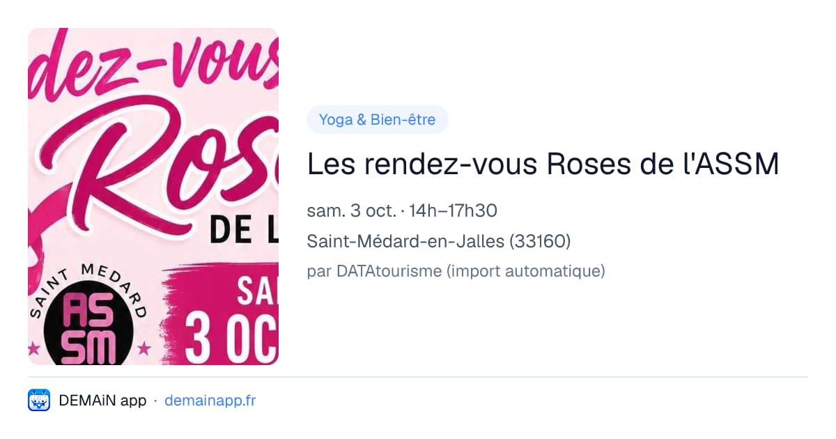 Les rendez-vous Roses de l'ASSM — Saint-Médard-en-Jalles