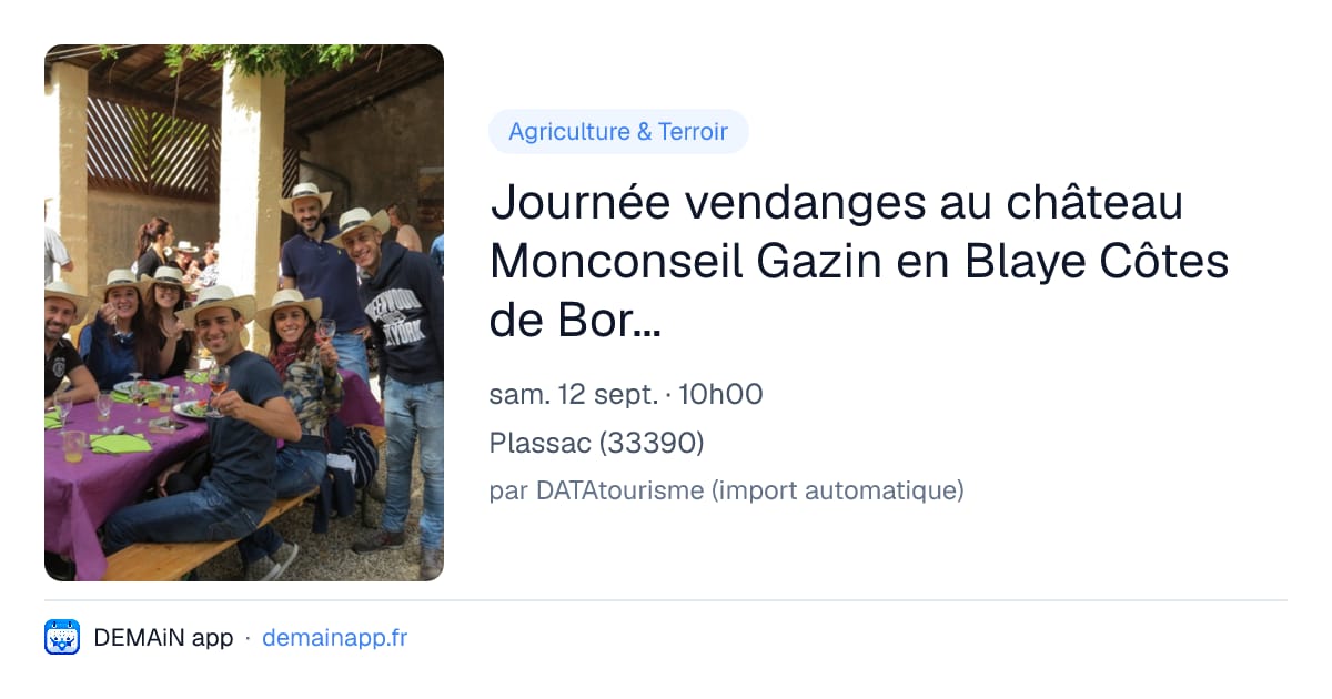 Journée vendanges au château Monconseil Gazin en Blaye Côtes de Bordeaux — Plassac