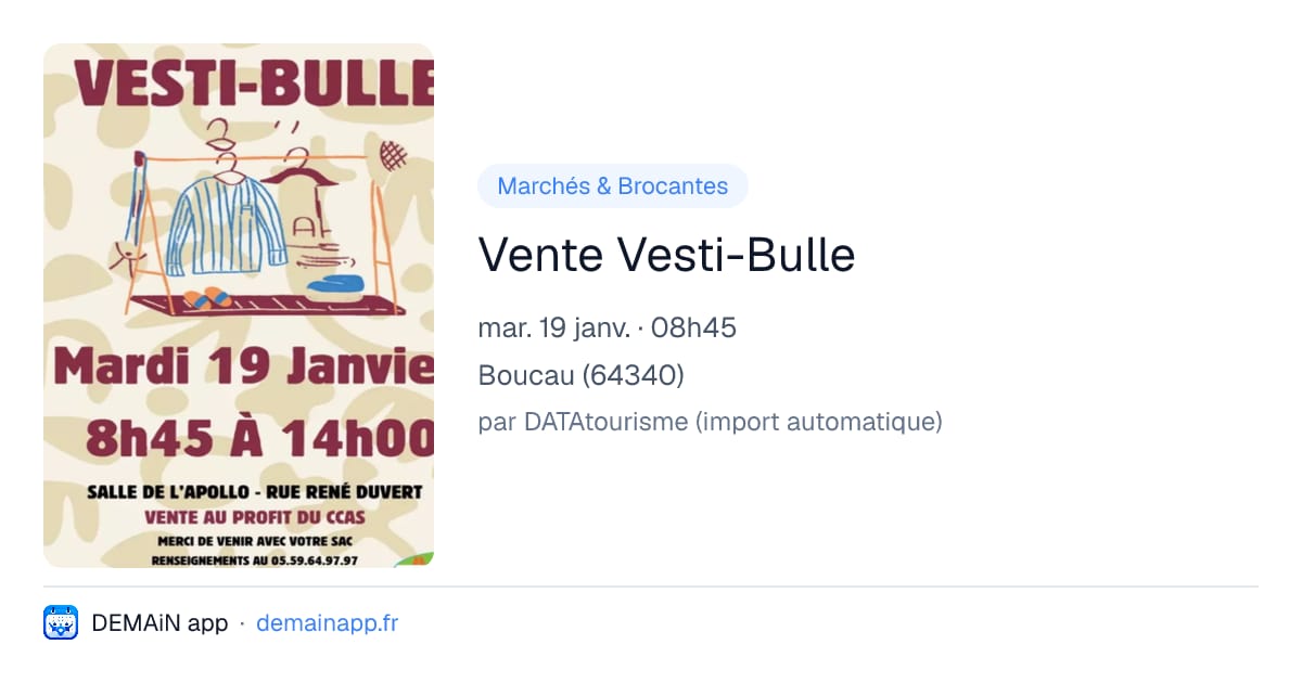 Vente Vesti-Bulle — Boucau
