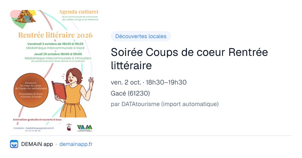Soirée Coups de coeur Rentrée littéraire — Gacé