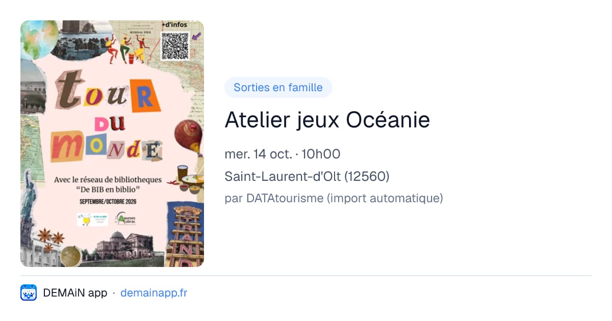 Atelier jeux Océanie — Saint-Laurent-d'Olt