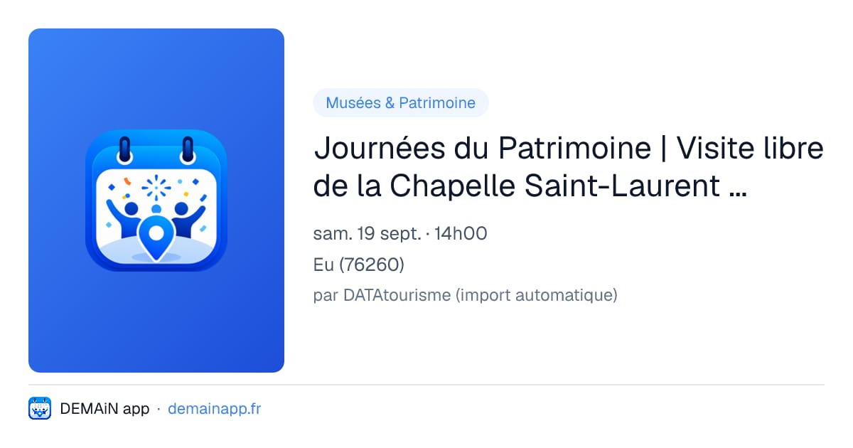 Journées du Patrimoine | Visite libre de la Chapelle Saint-Laurent O'Toole — Eu