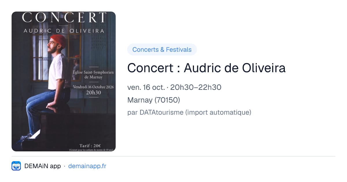 Concert : Audric de Oliveira — Marnay