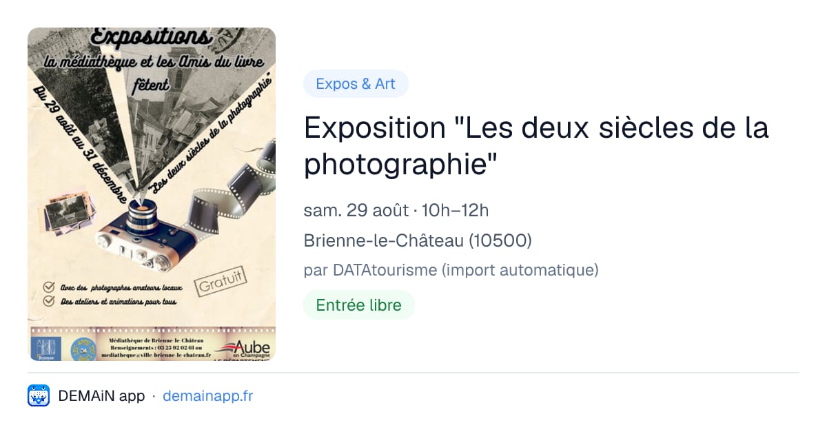Exposition "Les deux siècles de la photographie" — Brienne-le-Château