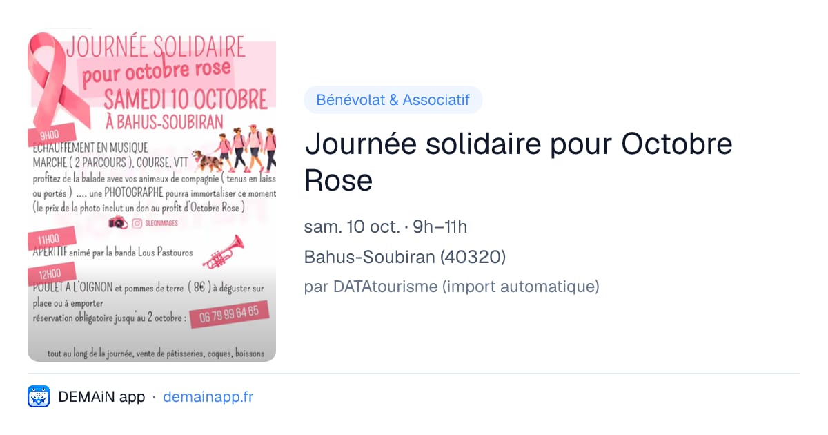 Journée solidaire pour Octobre Rose — Bahus-Soubiran