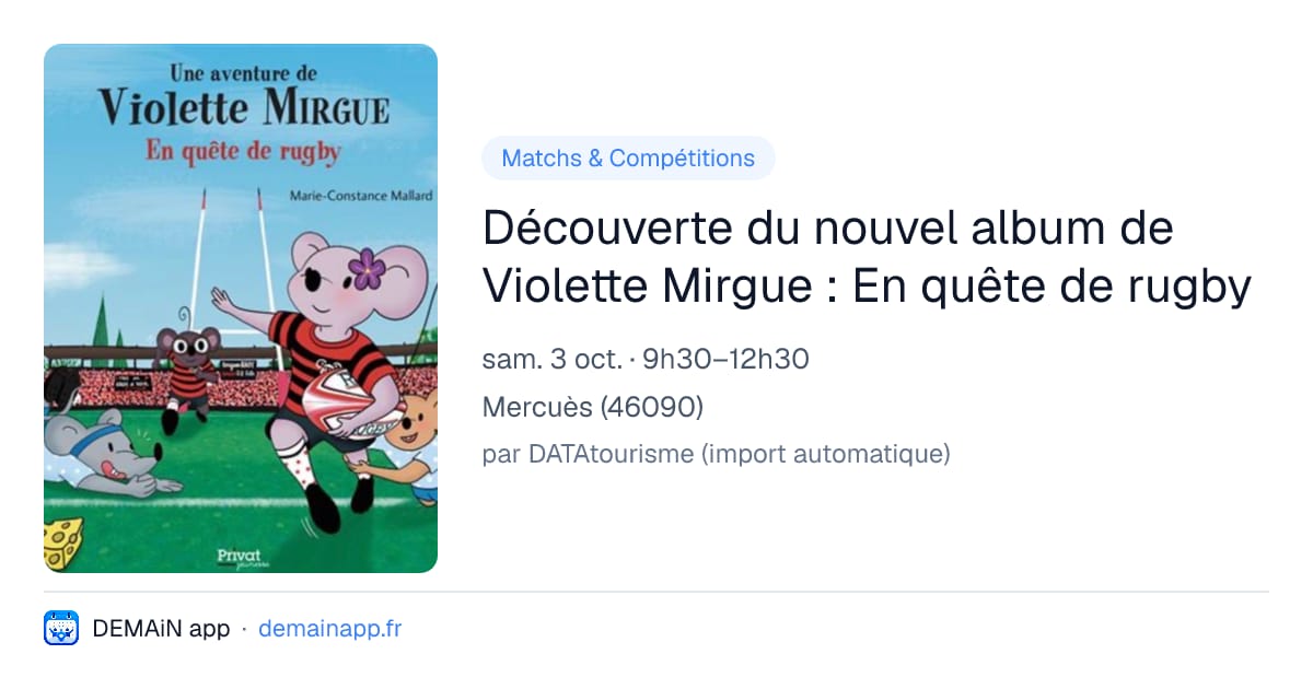 Découverte du nouvel album de Violette Mirgue : En quête de rugby — Mercuès
