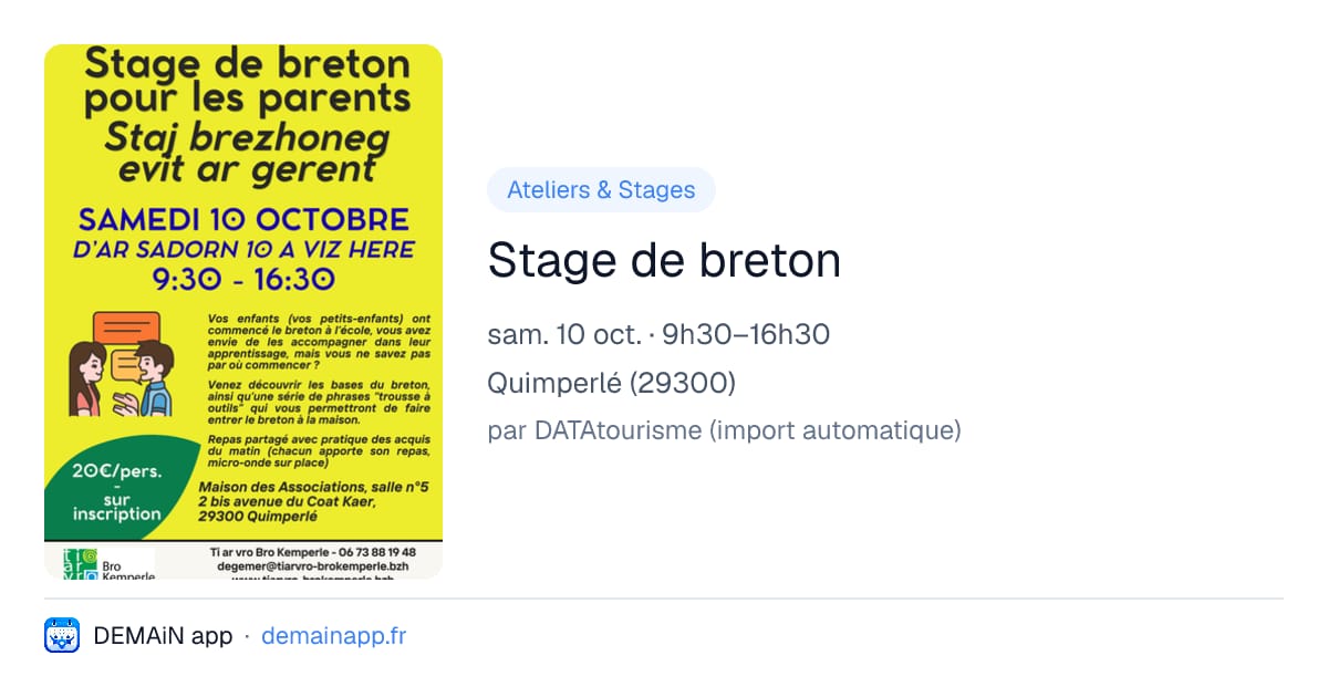 Stage de breton — Quimperlé