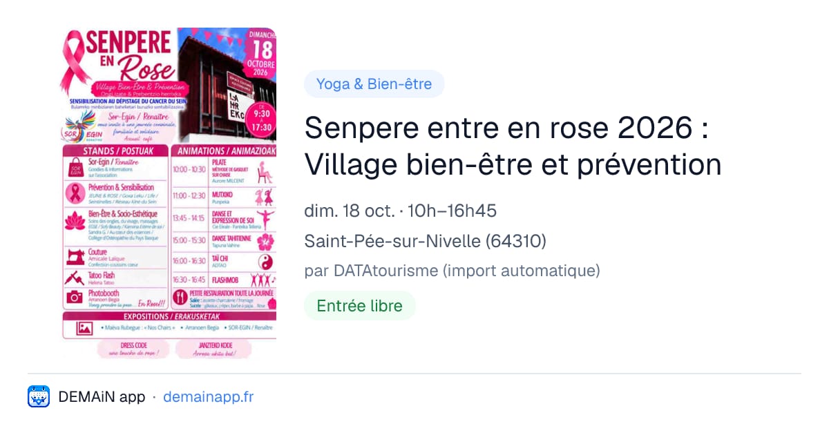 Senpere entre en rose 2026 : Village bien-être et prévention — Saint-Pée-sur-Nivelle
