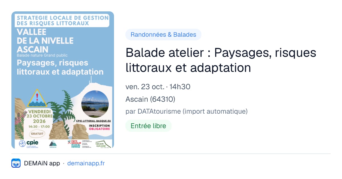 Balade atelier : Paysages, risques littoraux et adaptation — Ascain
