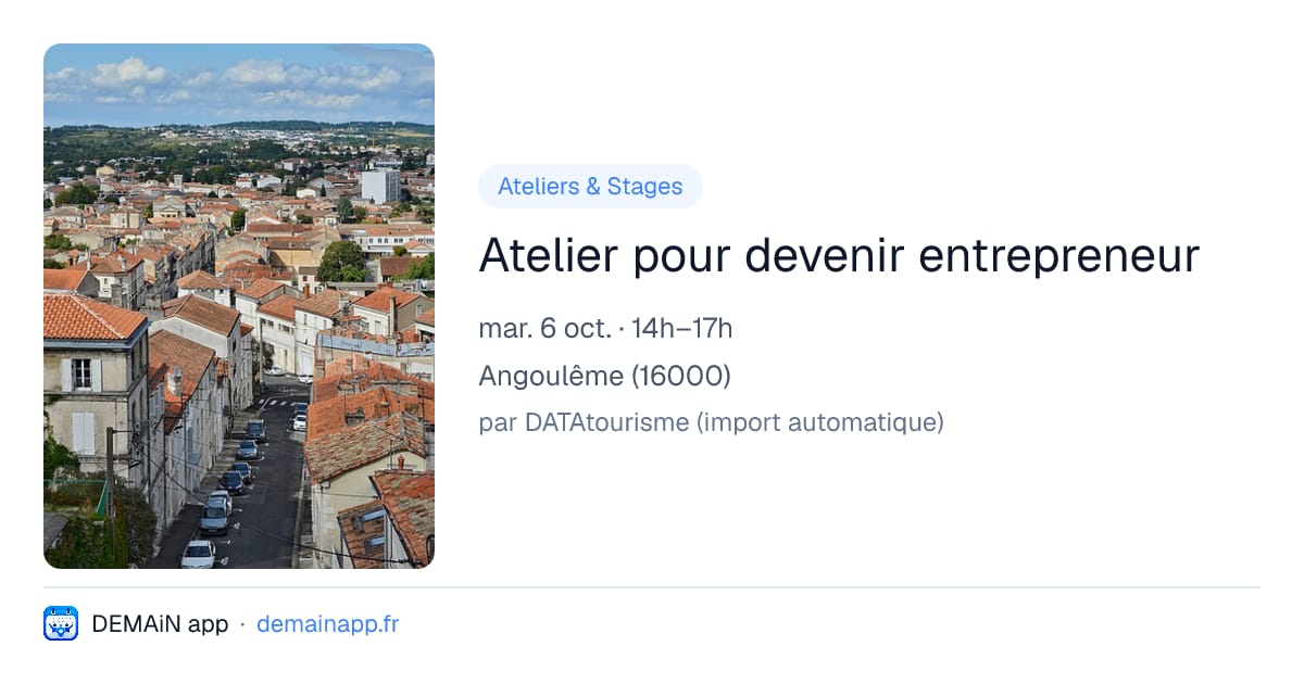 Atelier pour devenir entrepreneur — Angoulême