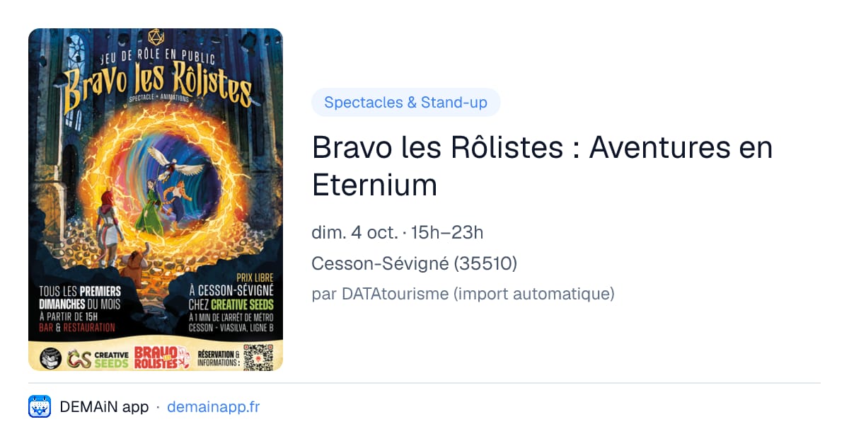 Bravo les Rôlistes : Aventures en Eternium — Cesson-Sévigné