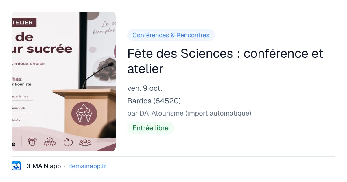 Fête des Sciences : conférence et atelier — Bardos