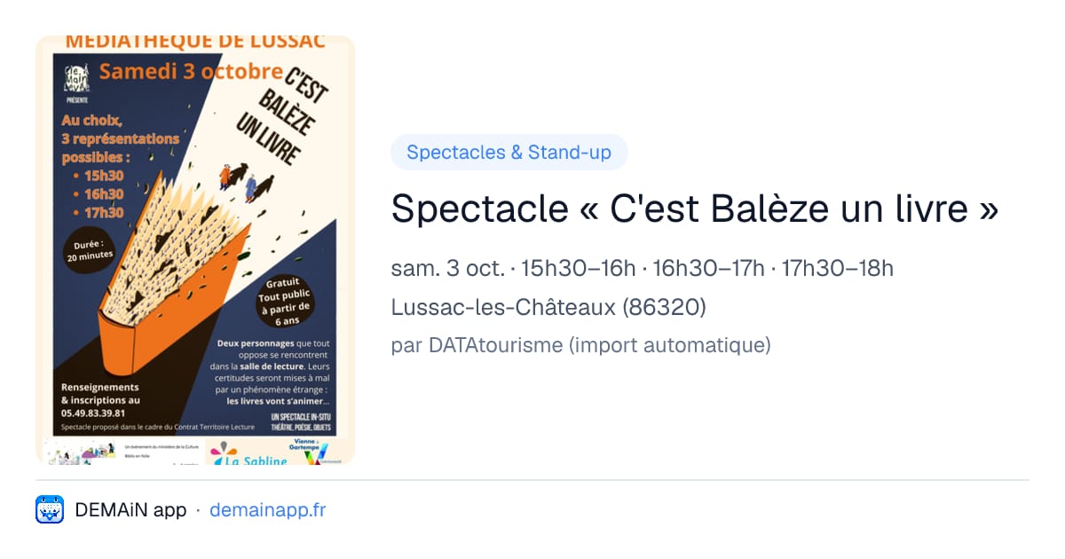 Spectacle « C'est Balèze un livre » — Lussac-les-Châteaux
