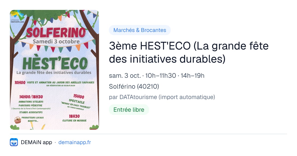 3ème HEST'ECO (La grande fête des initiatives durables) — Solférino