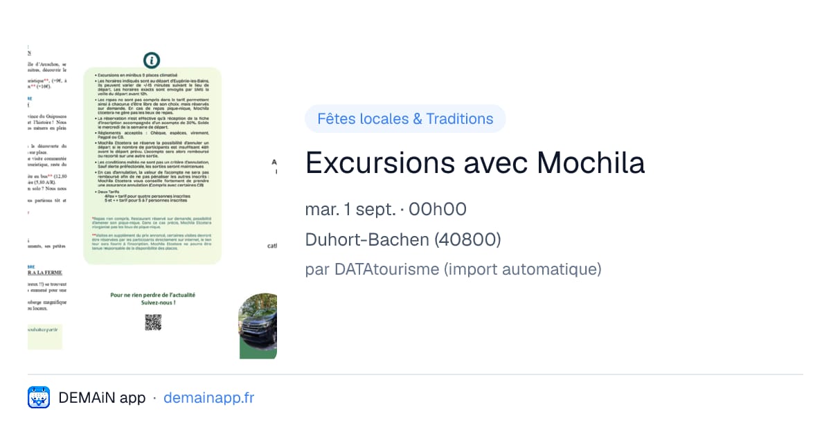 Excursions avec Mochila — Duhort-Bachen