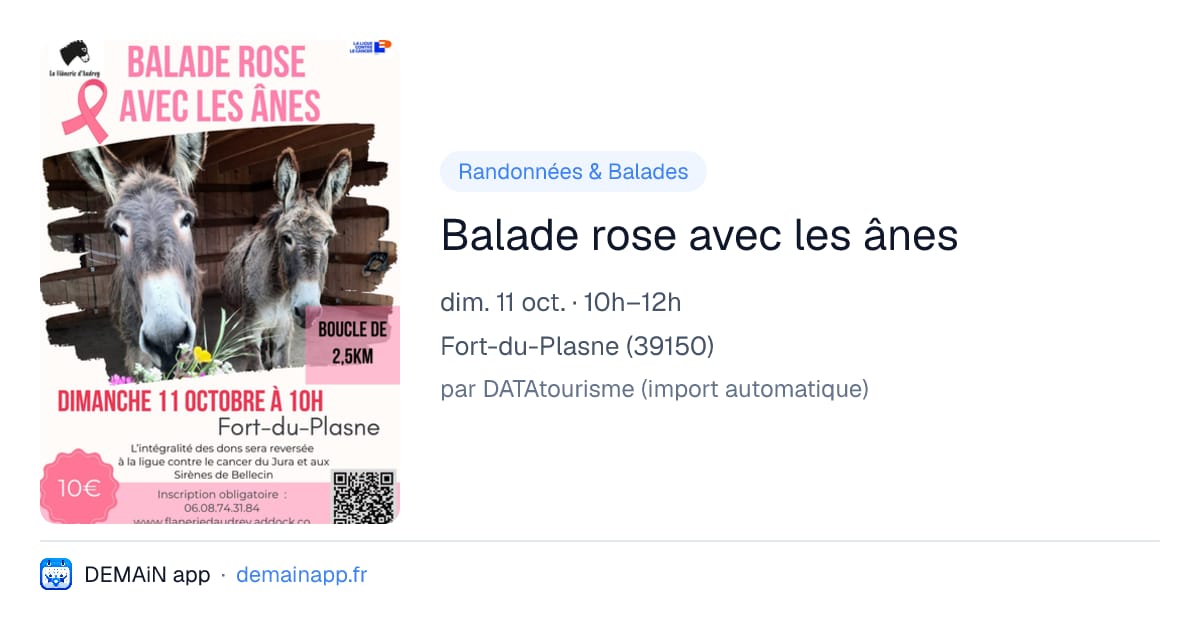 Balade rose avec les ânes — Fort-du-Plasne