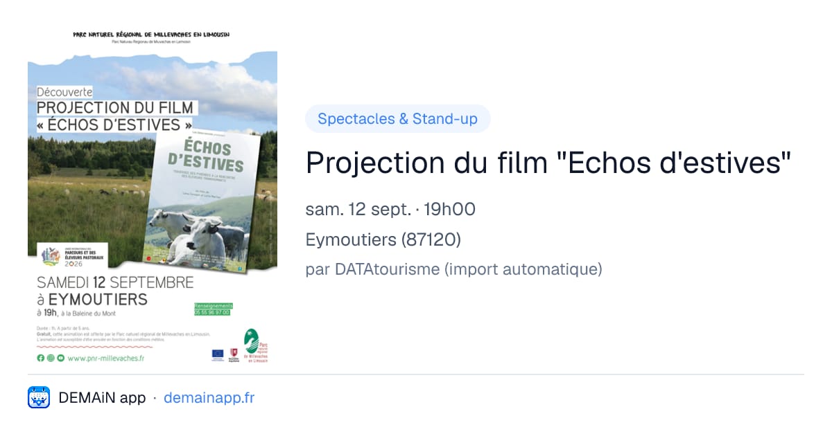 Projection du film "Echos d'estives" — Eymoutiers
