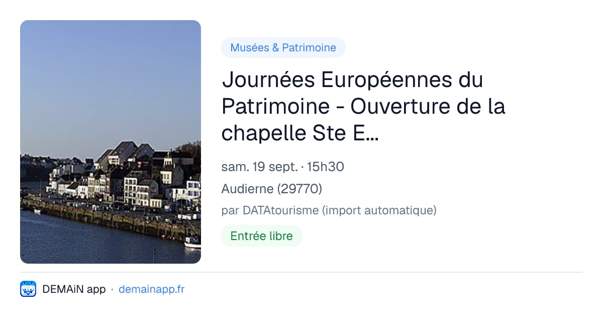 Journées Européennes du Patrimoine - Ouverture de la chapelle Ste Edwett — Audierne