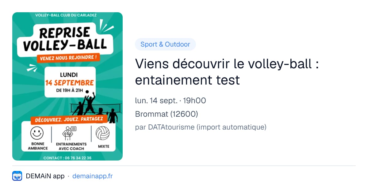 Viens découvrir le volley-ball : entainement test — Brommat
