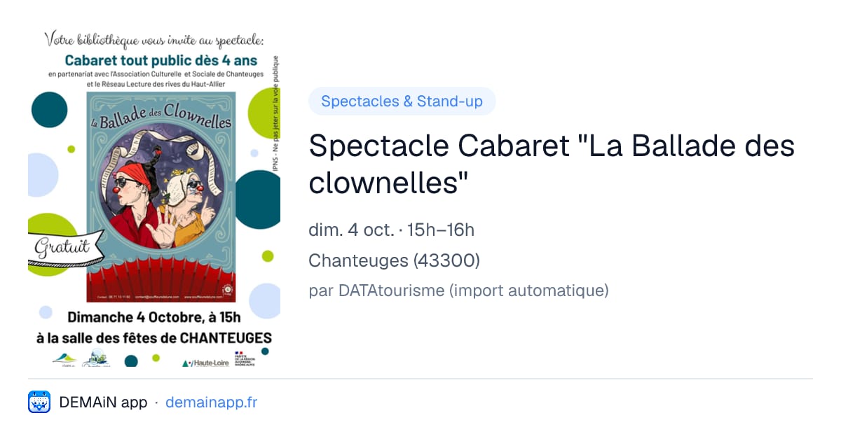 Spectacle Cabaret "La Ballade des clownelles" — Chanteuges
