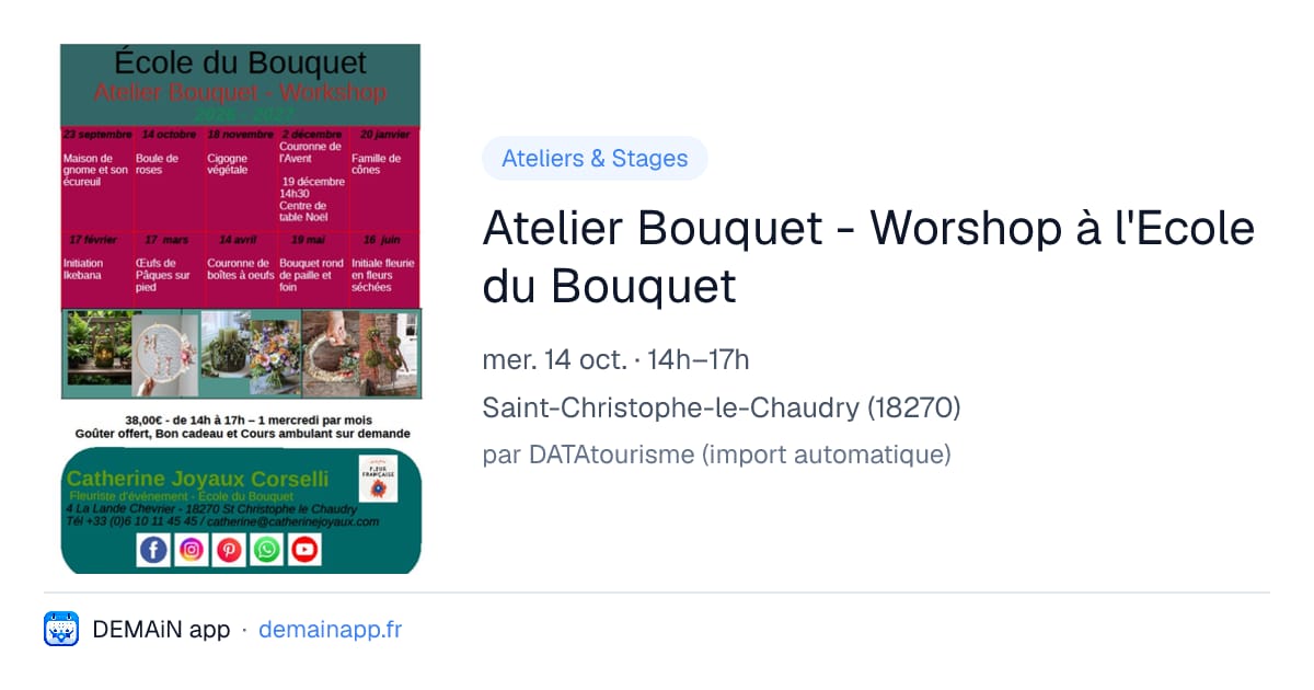 Atelier Bouquet - Worshop à l'Ecole du Bouquet — Saint-Christophe-le-Chaudry