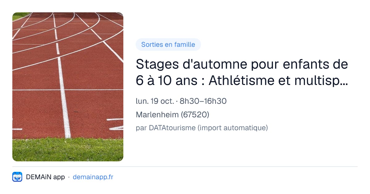 Stages d'automne pour enfants de 6 à 10 ans : Athlétisme et multisports — Marlenheim