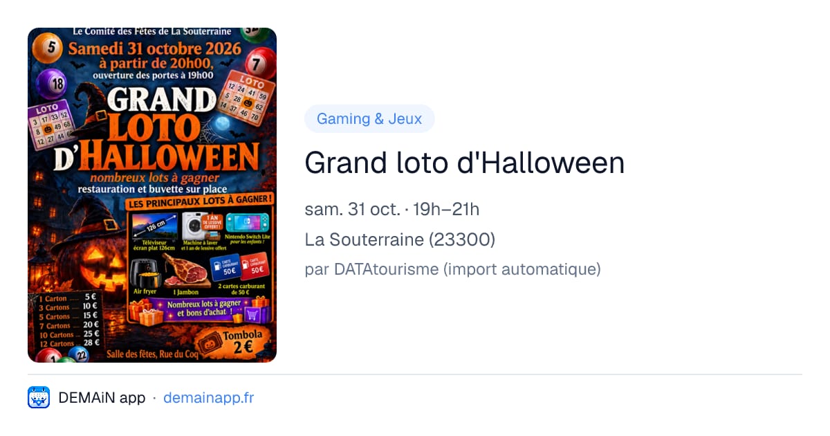 Grand loto d'Halloween — La Souterraine