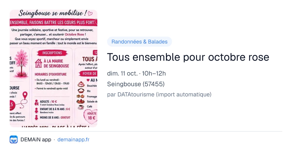 Tous ensemble pour octobre rose — Seingbouse