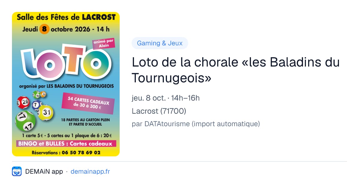 Loto de la chorale «les Baladins du Tournugeois» — Lacrost