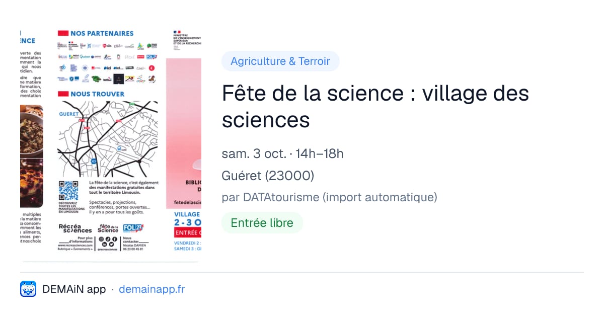 Fête de la science : village des sciences — Guéret