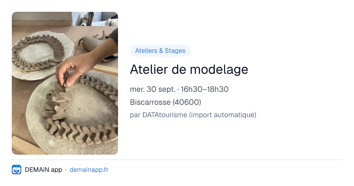 Atelier de modelage — Biscarrosse