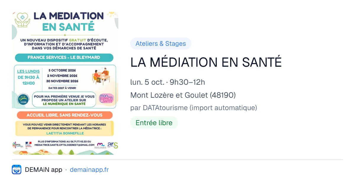 LA MÉDIATION EN SANTÉ — Mont Lozère et Goulet