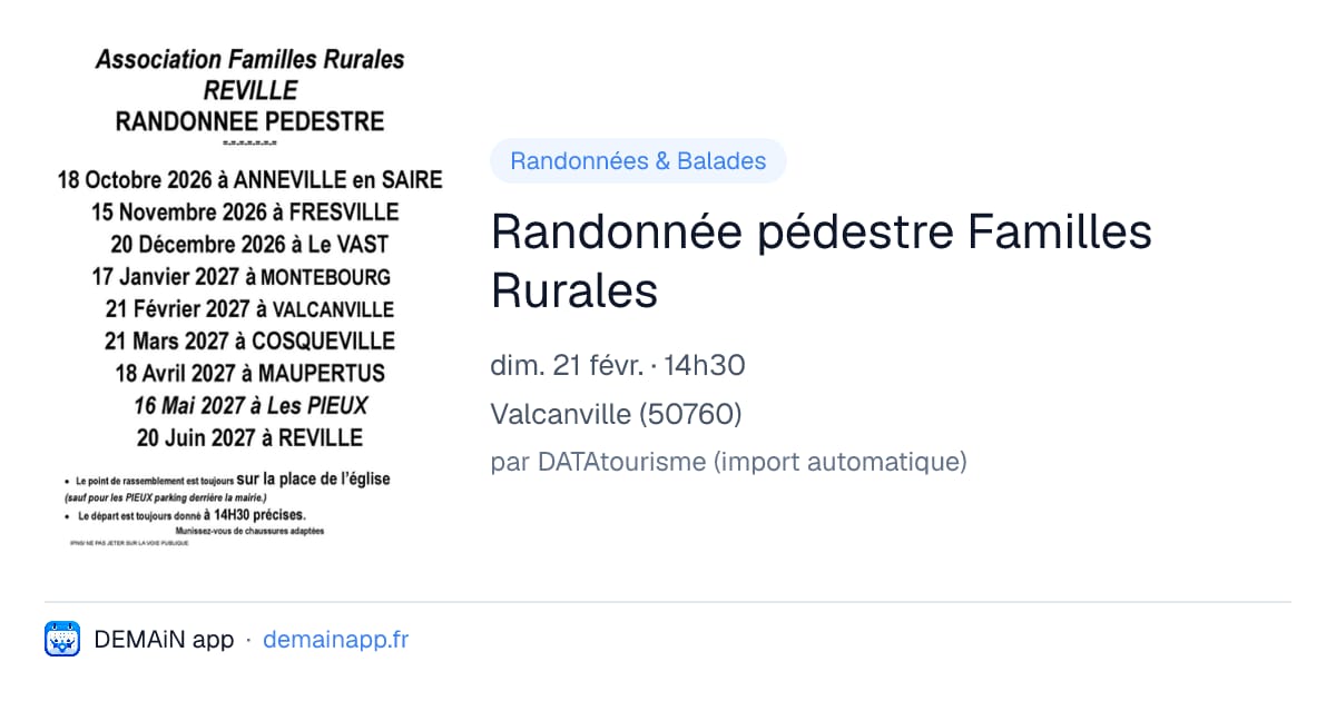 Randonnée pédestre Familles Rurales — Valcanville
