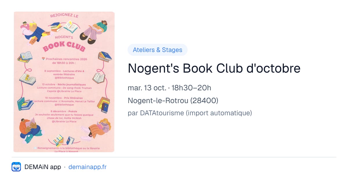Nogent's Book Club d'octobre — Nogent-le-Rotrou