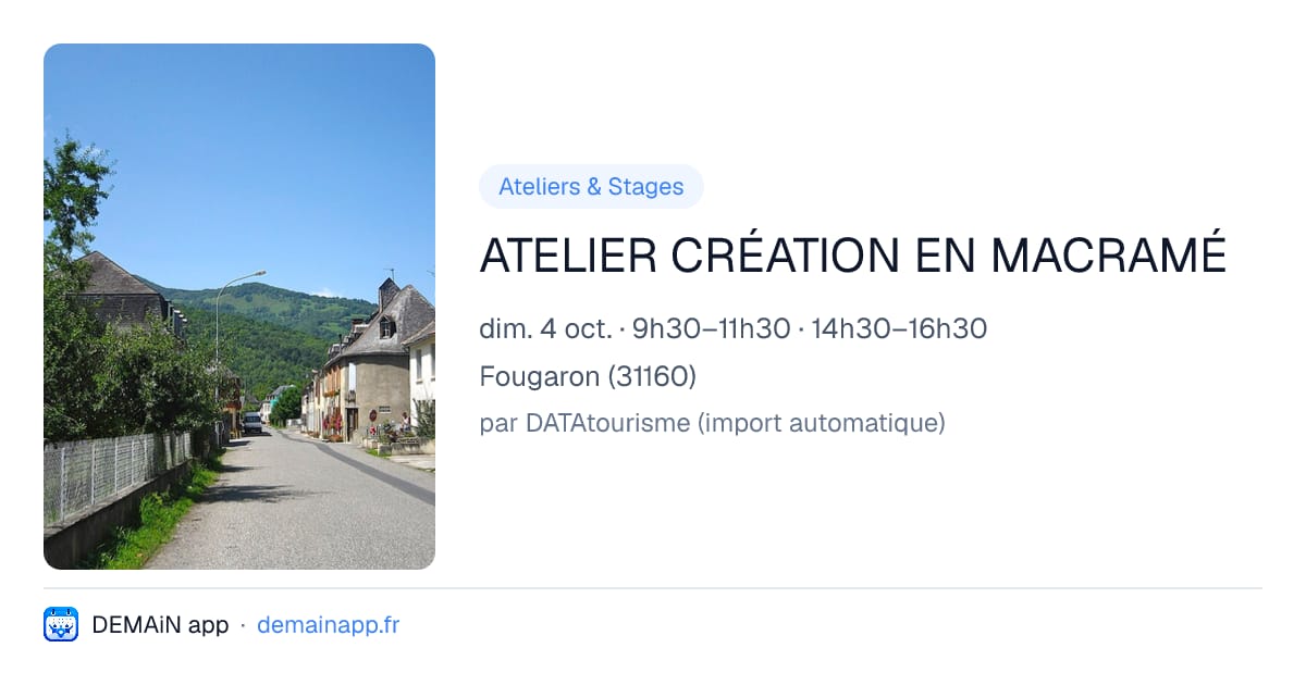 ATELIER CRÉATION EN MACRAMÉ — Fougaron