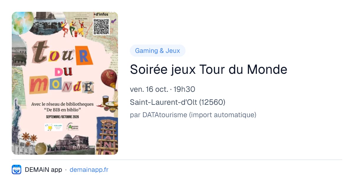 Soirée jeux Tour du Monde — Saint-Laurent-d'Olt