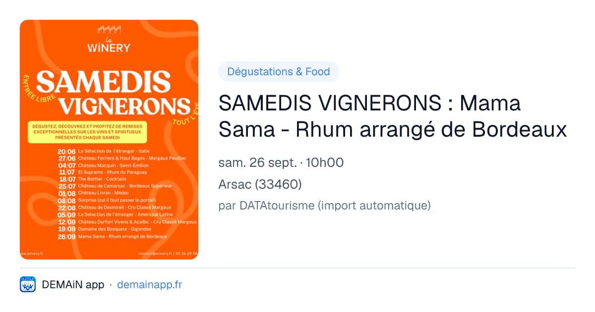 SAMEDIS VIGNERONS : Mama Sama - Rhum arrangé de Bordeaux — Arsac