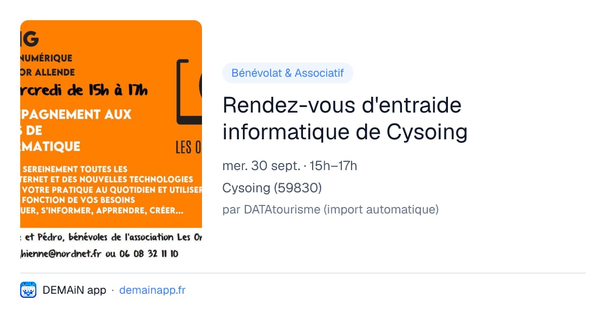 Rendez-vous d'entraide informatique de Cysoing — Cysoing