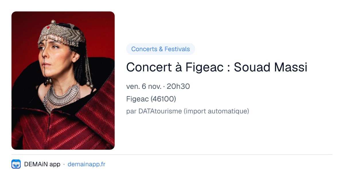 Concert à Figeac : Souad Massi — Figeac