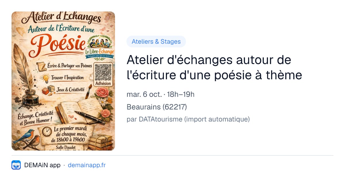 Atelier d'échanges autour de l'écriture d'une poésie à thème — Beaurains