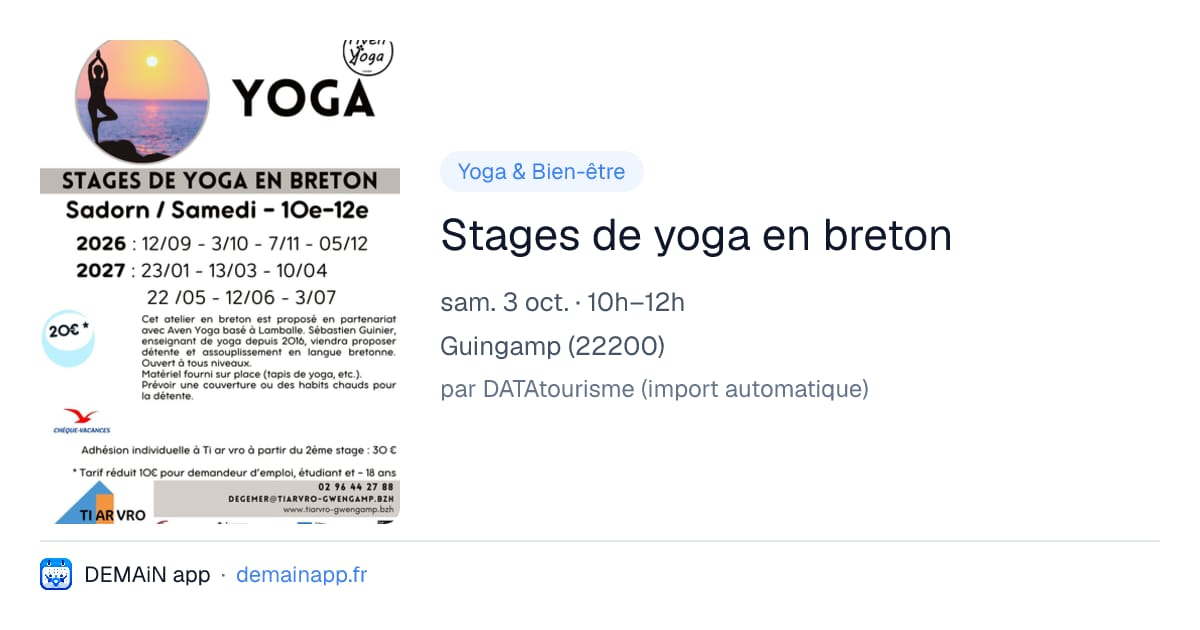 Stages de yoga en breton — Guingamp