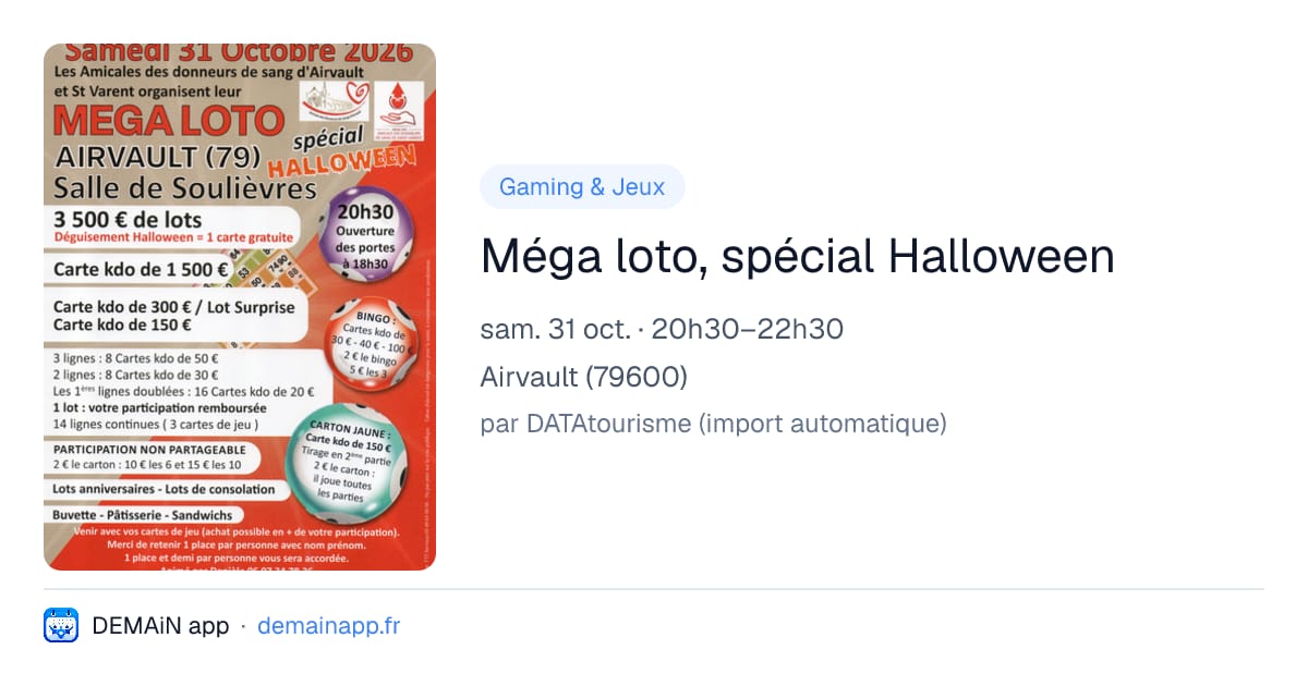 Méga loto, spécial Halloween — Airvault