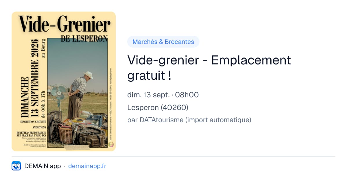 Vide-grenier - Emplacement gratuit ! — Lesperon