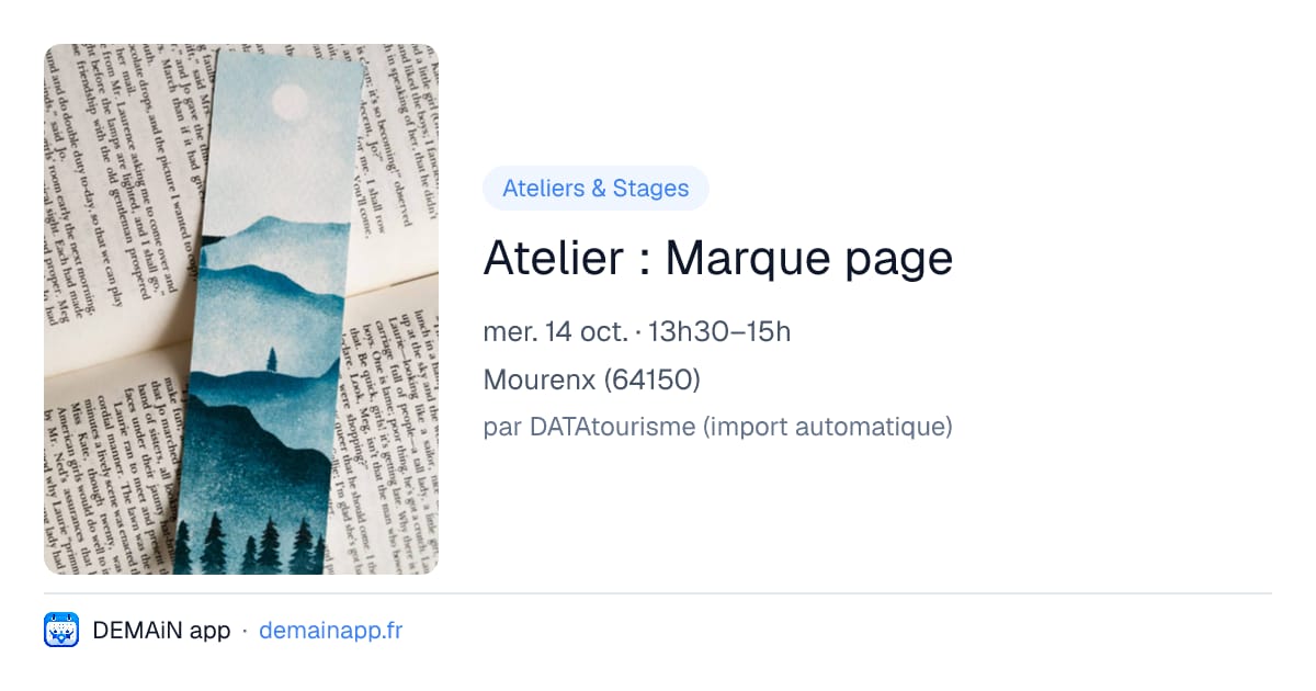 Atelier : Marque page — Mourenx
