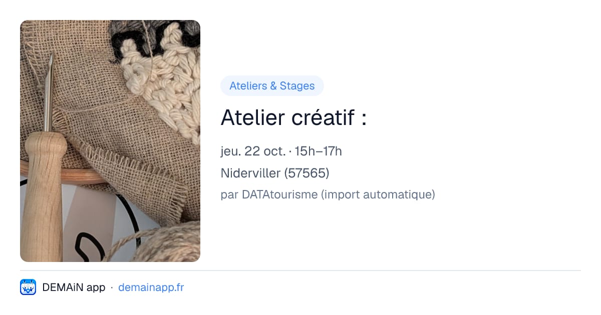 Atelier créatif : — Niderviller