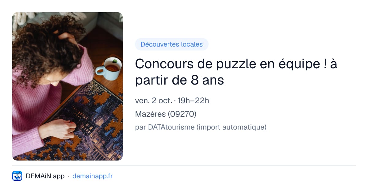 Concours de puzzle en équipe ! à partir de 8 ans — Mazères