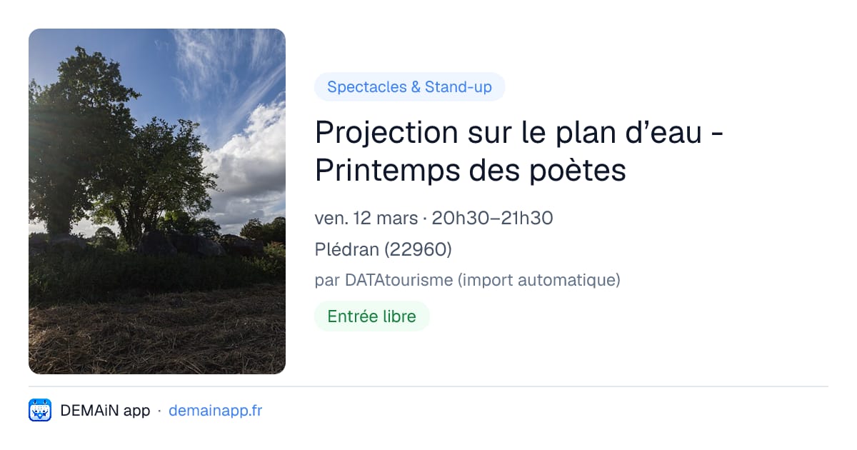 Projection sur le plan d’eau - Printemps des poètes — Plédran